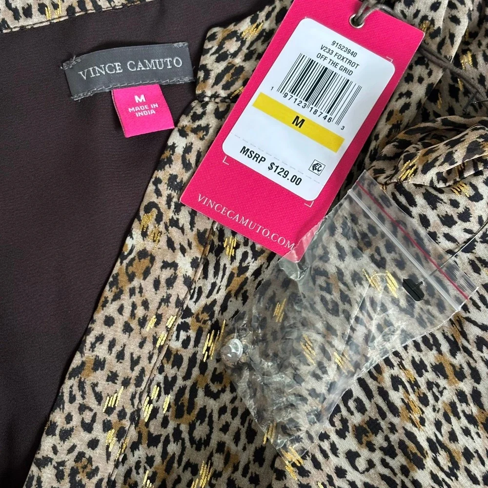 Vince Camuto Off the‎ Grid Leopard Print Mini Dress Sz M Chiffon Maximalism
